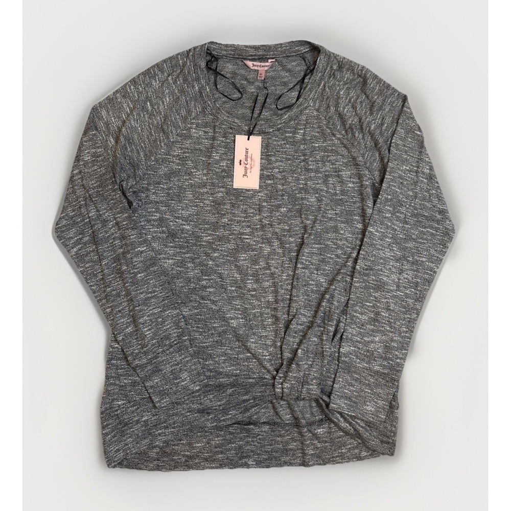 Juicy Couture Womens Grey Blouse Sweater Twist Long Sleeve Crewneck Size XL